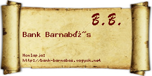 Bank Barnabás névjegykártya